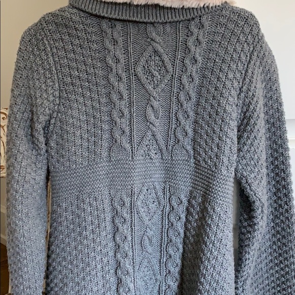 Mayoral Chic grey and fur trim woven sweater coat - Picture 8 of 8